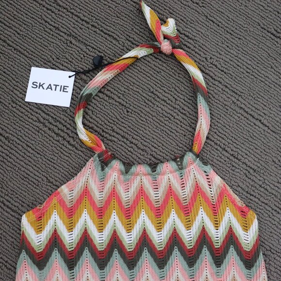 NWT Skatie Halter Crochet Mini Dress in Fleetwood Small - Picture 4 of 10